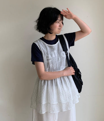 Himao Flower Tiered Layered Sleeveless Blouse